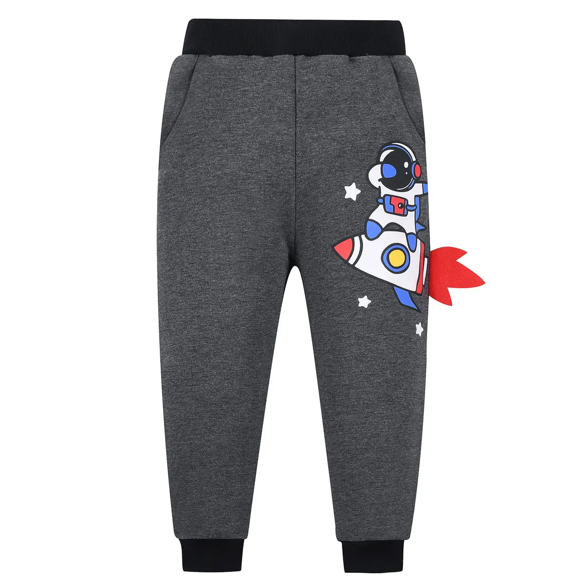 Boys Grey Cotton Sweatpants with Cartoon Print — feature 27