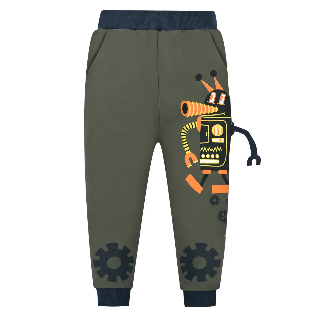 Boys Grey Cotton Sweatpants with Cartoon Print — feature 28