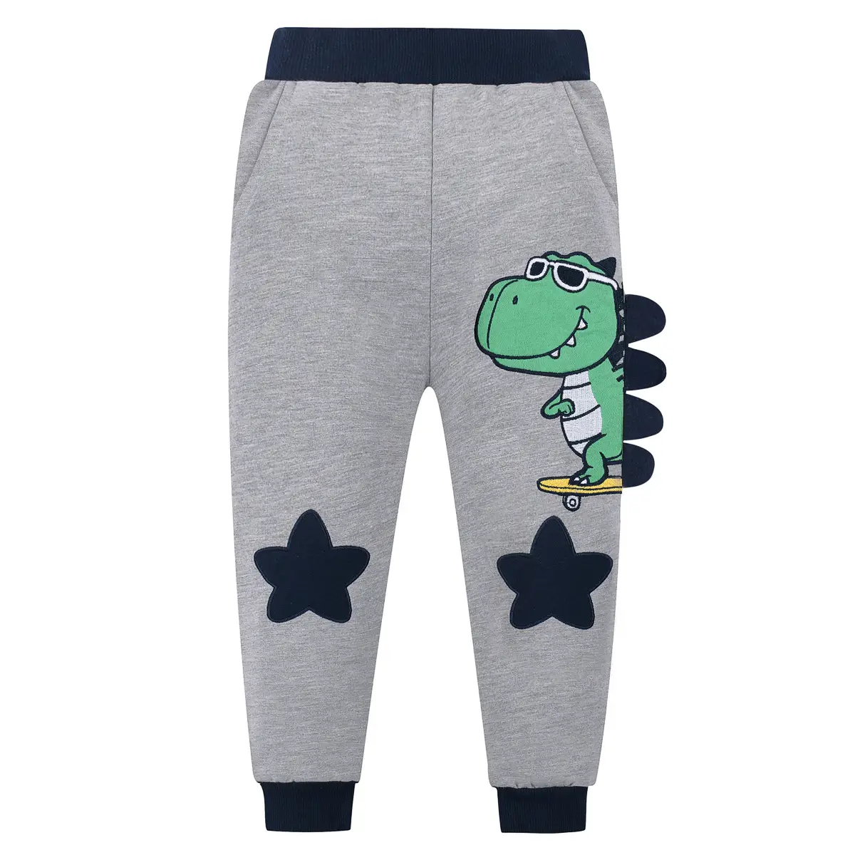 Boys Grey Cotton Sweatpants with Cartoon Print — feature 30