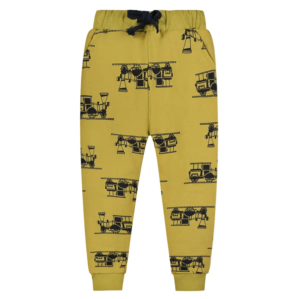 Boys Grey Cotton Sweatpants with Cartoon Print