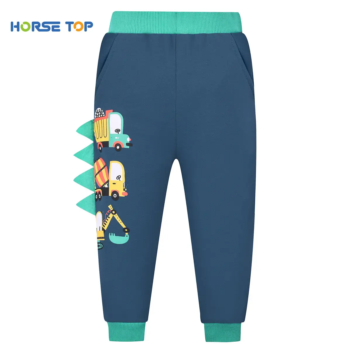 Boys Grey Cotton Sweatpants with Cartoon Print