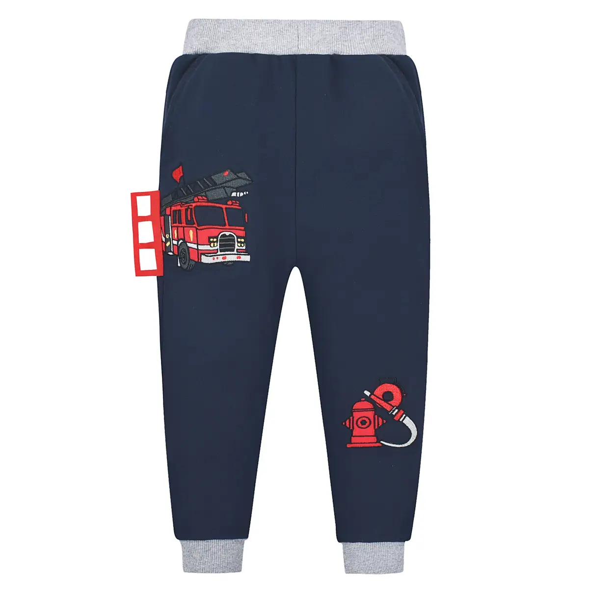 Boys Grey Cotton Sweatpants with Cartoon Print