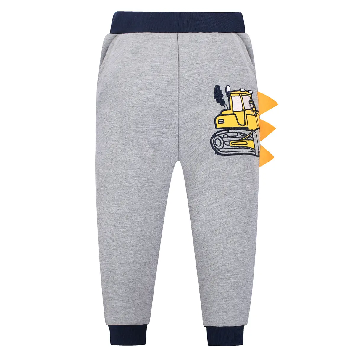 Boys Grey Cotton Sweatpants with Cartoon Print