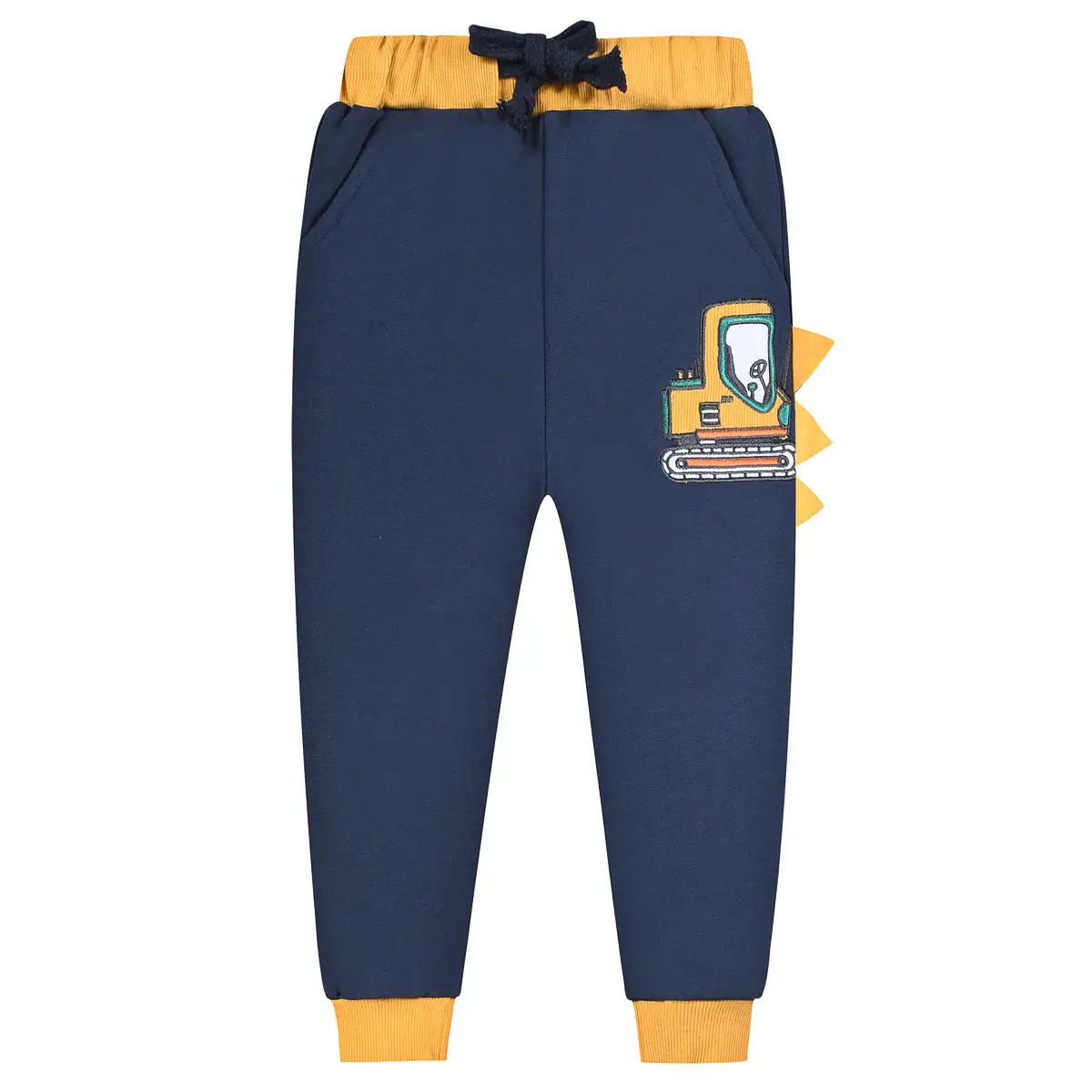 Boys Grey Cotton Sweatpants with Cartoon Print
