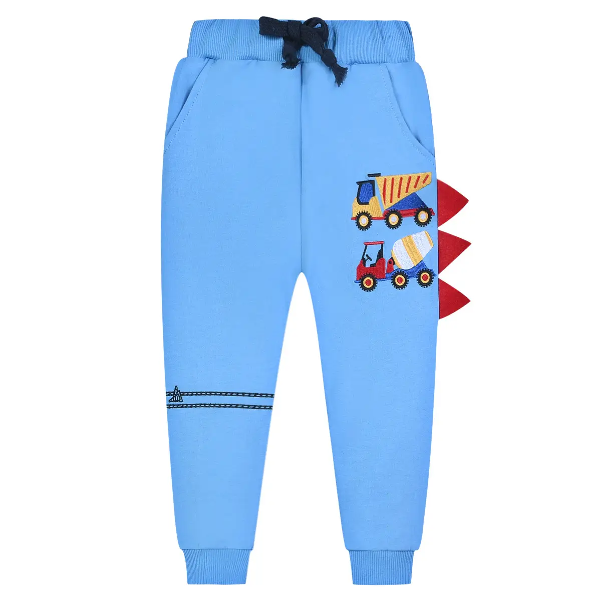 Boys Grey Cotton Sweatpants with Cartoon Print