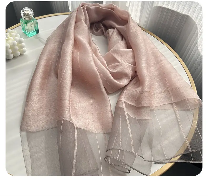 2025 Silk Scarf Soft Bright Gold Thread Travel Shawl — feature 17