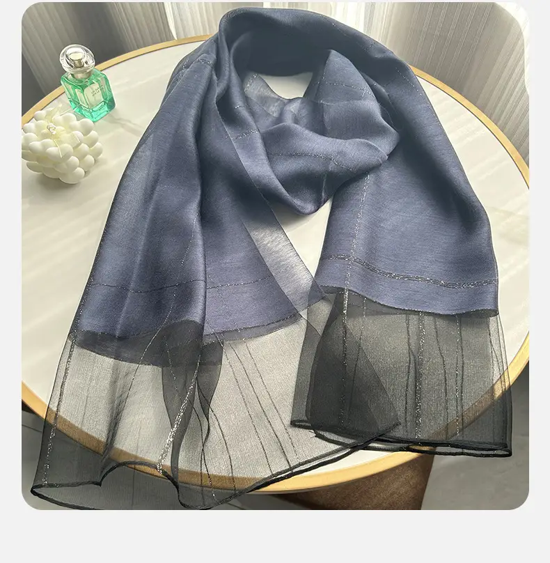 2025 Silk Scarf Soft Bright Gold Thread Travel Shawl — feature 6