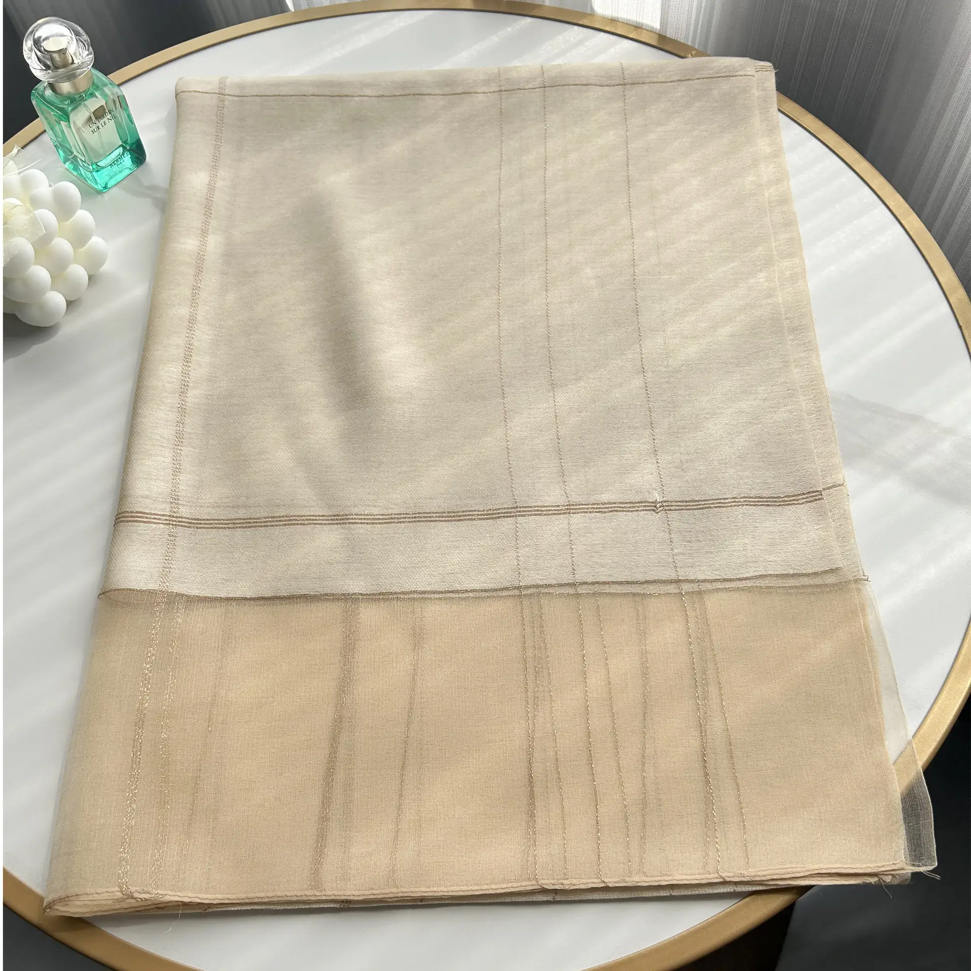 2025 Silk Scarf Soft Bright Gold Thread Travel Shawl - Image 2