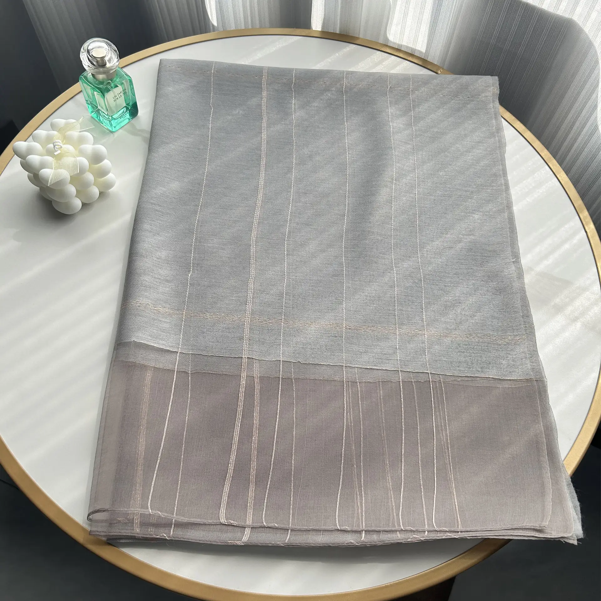 2025 Silk Scarf Soft Bright Gold Thread Travel Shawl - Image 4