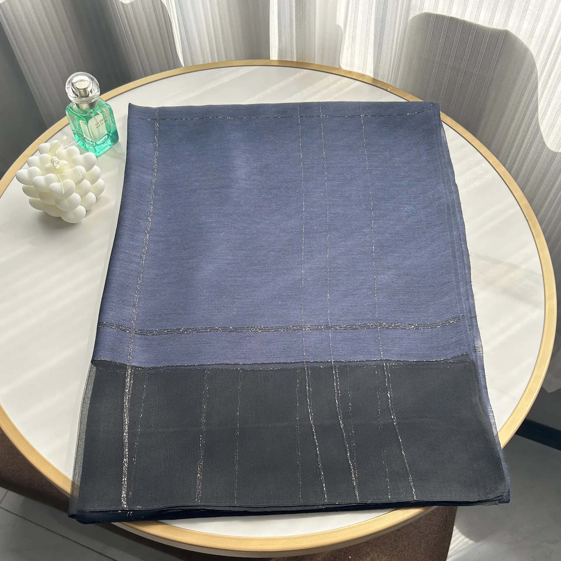 2025 Silk Scarf Soft Bright Gold Thread Travel Shawl - Image 5