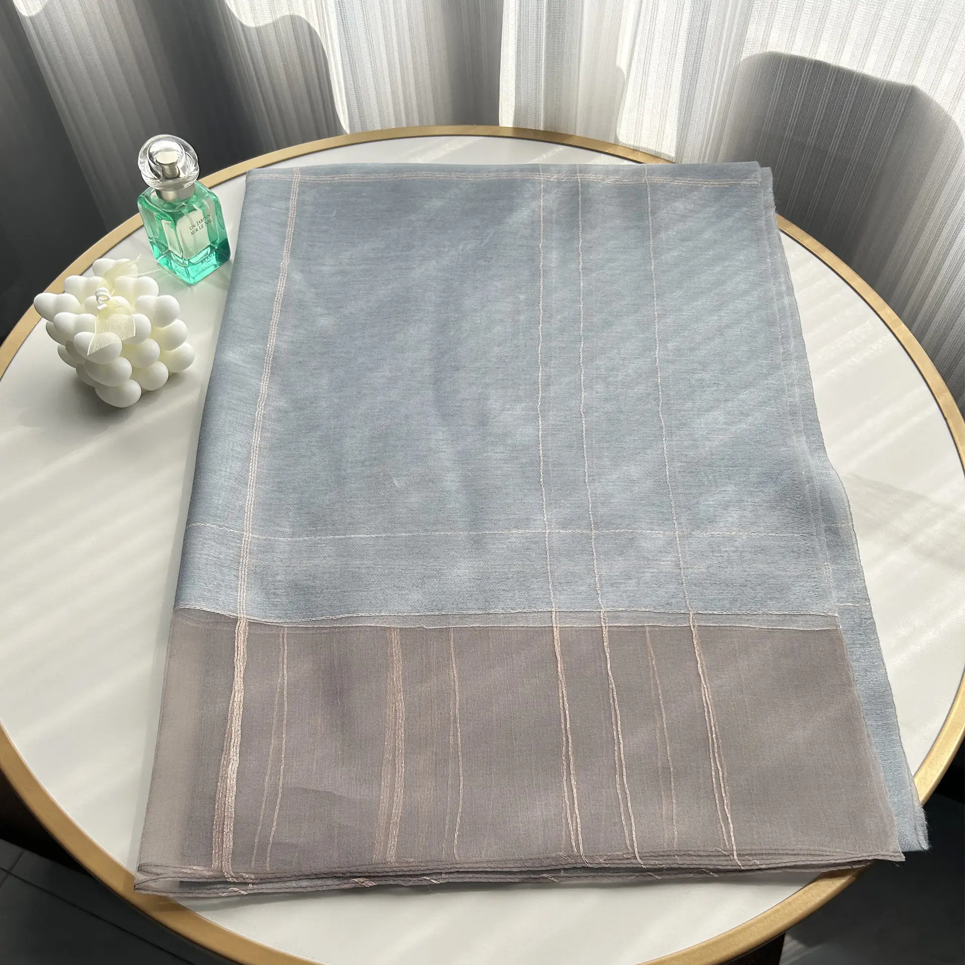 2025 Silk Scarf Soft Bright Gold Thread Travel Shawl - Image 6