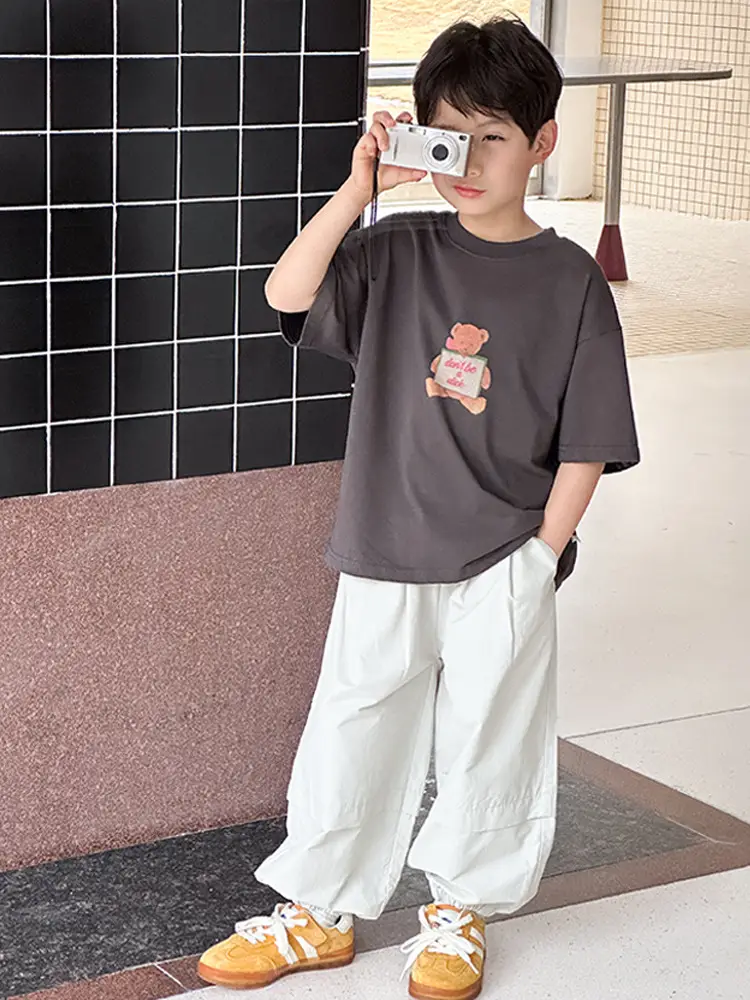 2025 Summer Cotton T-Shirt Large Boys Loose Half Sleeve - Image 5