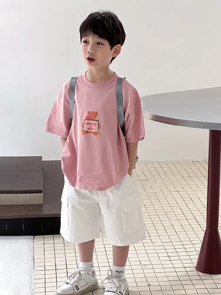 2025 Summer Cotton T-Shirt Large Boys Loose Half Sleeve - Image 6