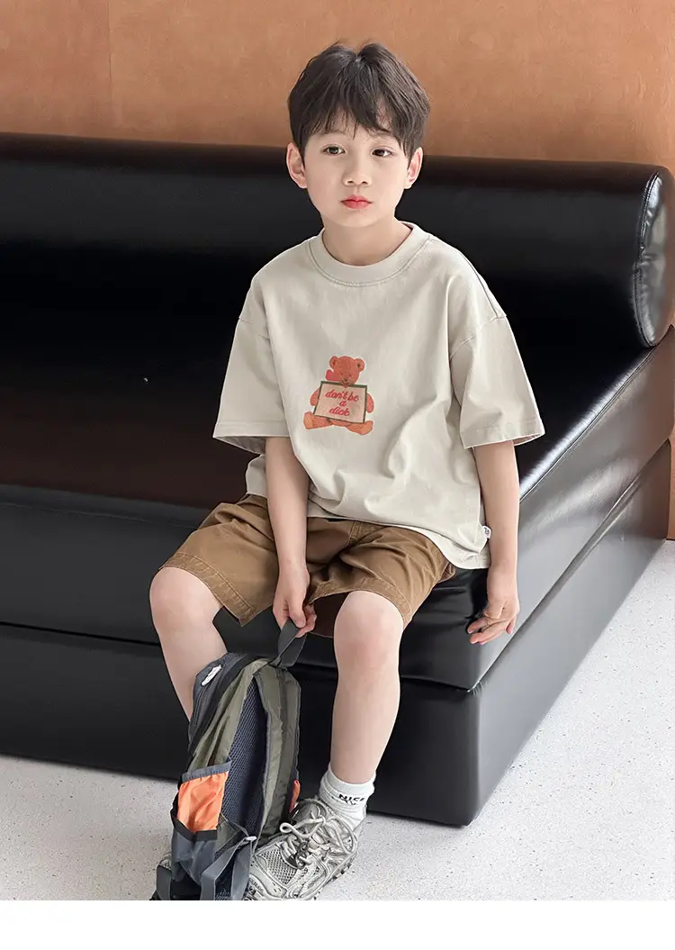 2025 Summer Cotton T-Shirt Large Boys Loose Half Sleeve — feature 3
