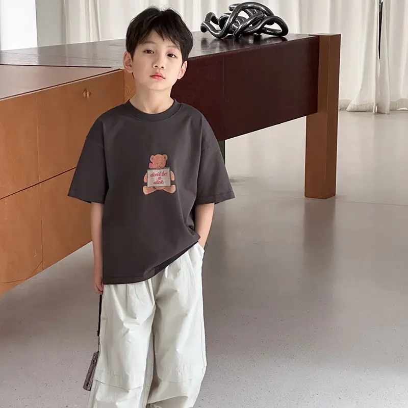 2025 Summer Cotton T-Shirt Large Boys Loose Half Sleeve - Image 2