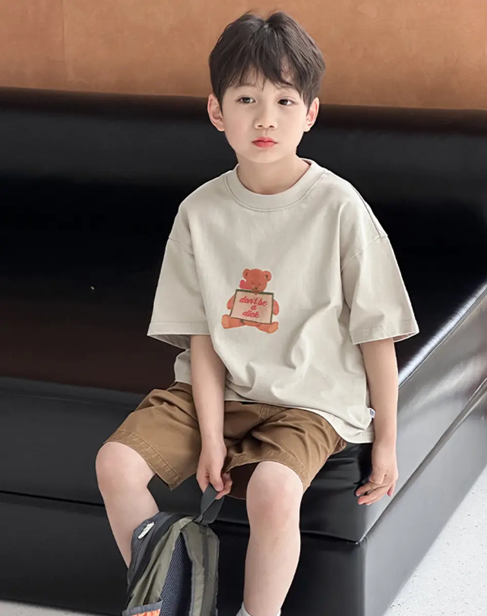 2025 Summer Cotton T-Shirt Large Boys Loose Half Sleeve - Image 3