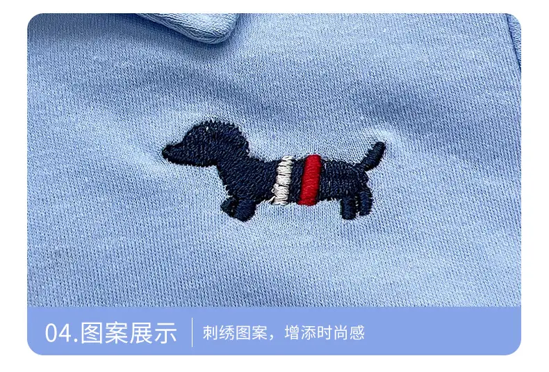 Children's Long Sleeve Cotton Polo Shirt Blue White Grey Orange â feature 14
