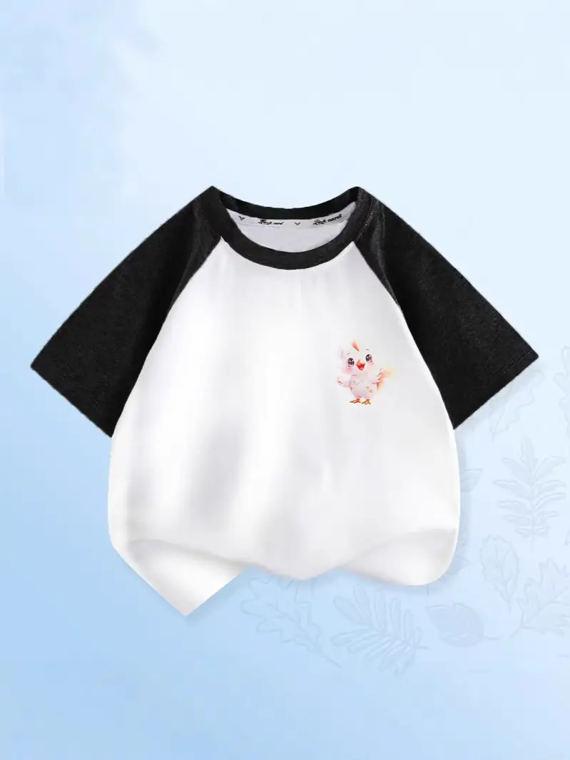 Girls Half-Sleeved T-Shirt Grey White Cartoon Print - Image 7