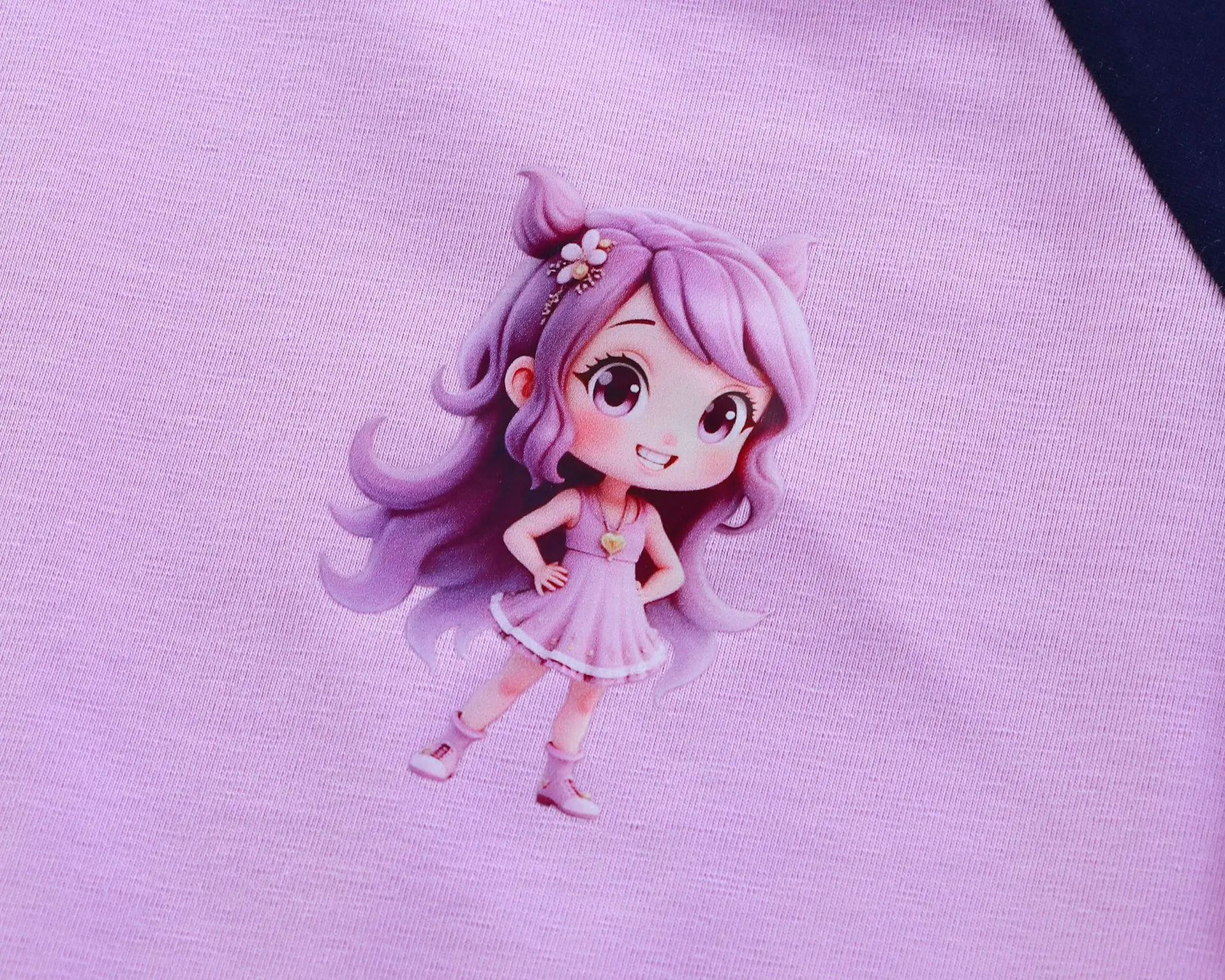 Girls Half-Sleeved T-Shirt Grey White Cartoon Print — feature 13
