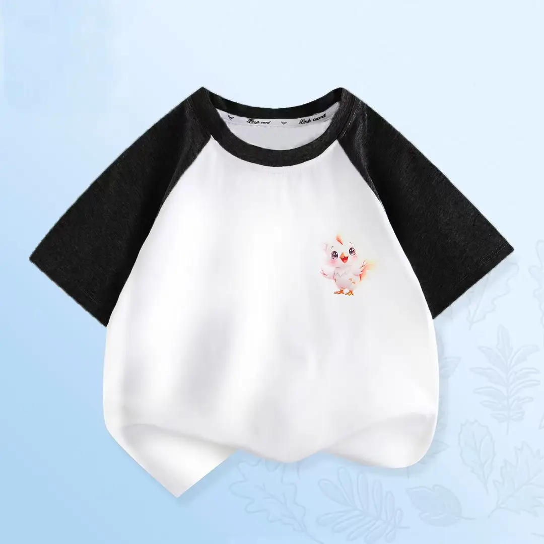 Girls Half-Sleeved T-Shirt Grey White Cartoon Print