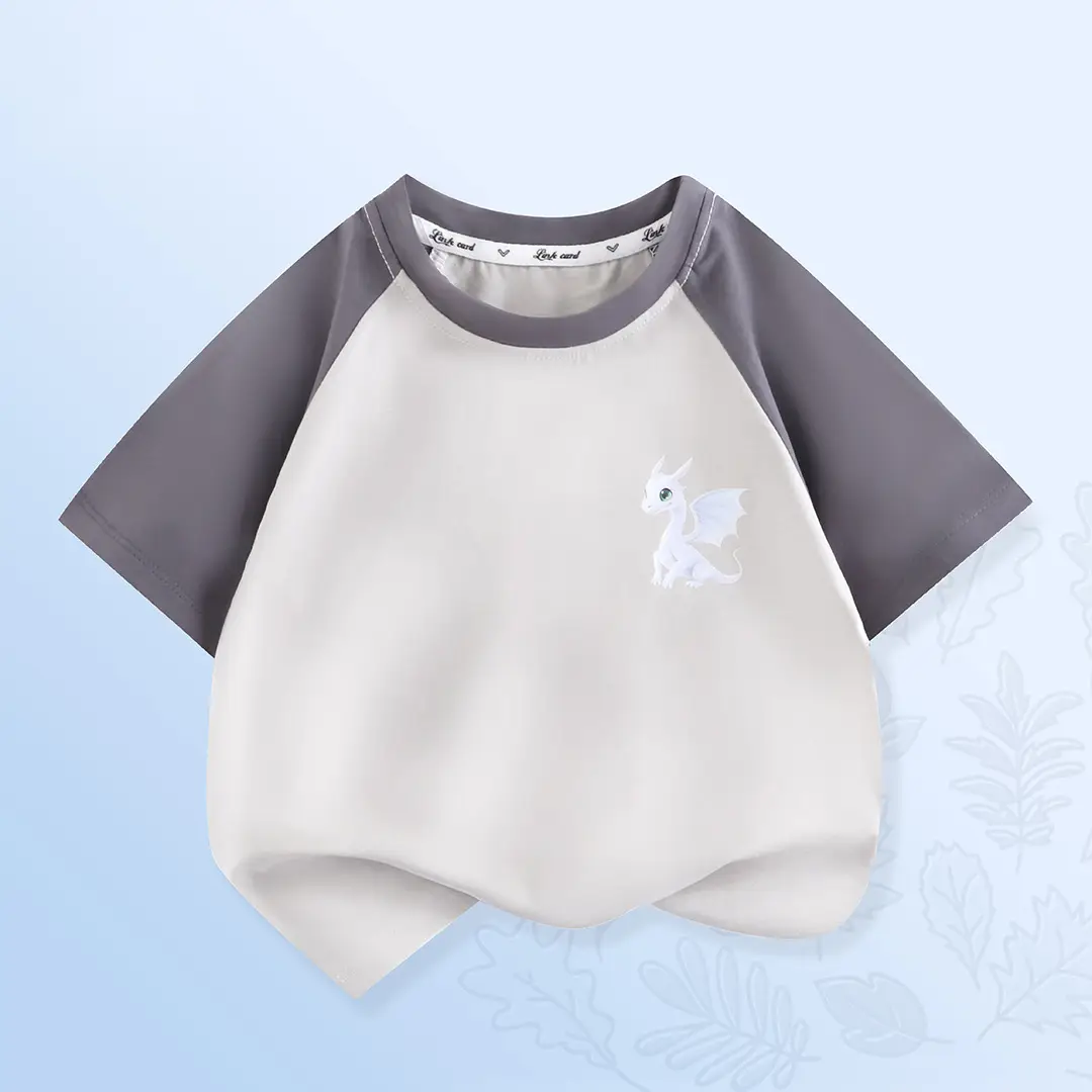 Girls Half-Sleeved T-Shirt Grey White Cartoon Print - Image 5
