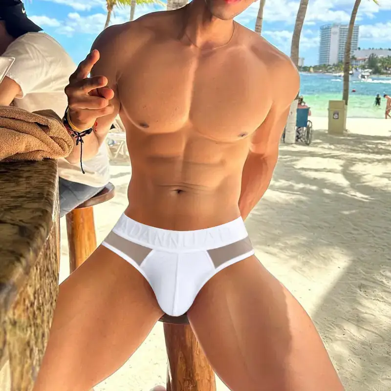 Men's Transparent Embossed Low Waist Belt Briefs - Image 5