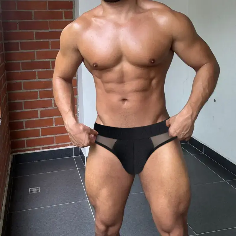 Men's Transparent Embossed Low Waist Belt Briefs - Image 7