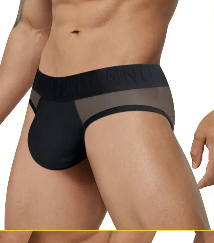 Men's Transparent Embossed Low Waist Belt Briefs — feature 13