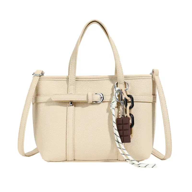 Pink Leather Bucket Bag with Chain Strap for Women - Image 10