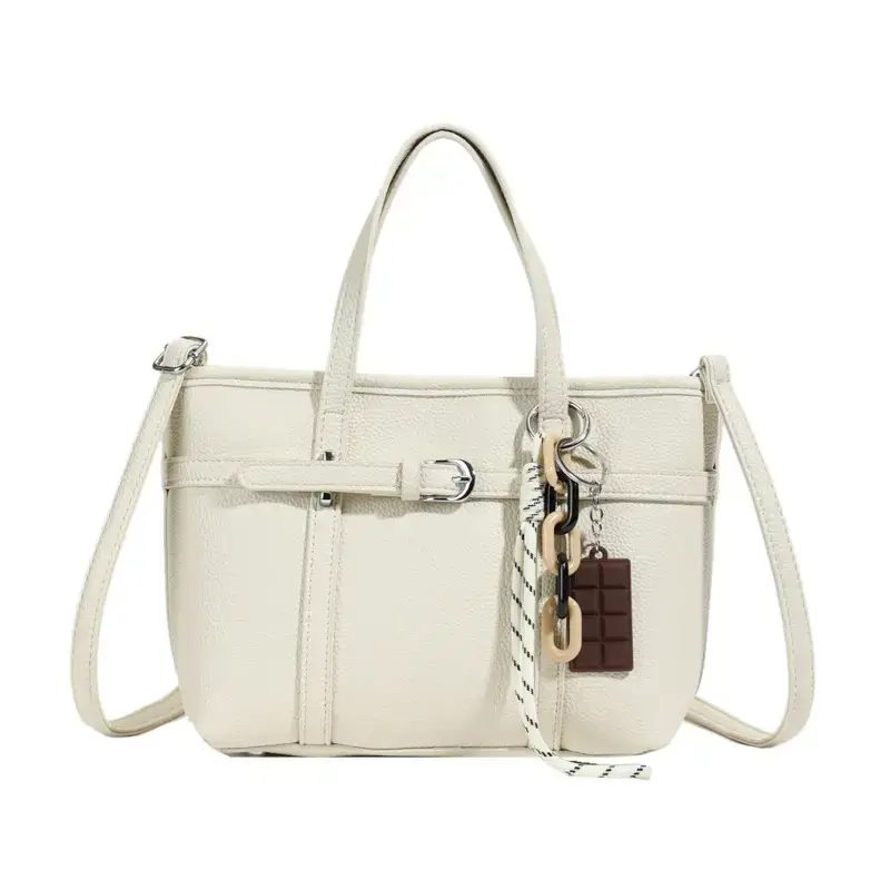 Pink Leather Bucket Bag with Chain Strap for Women - Image 2
