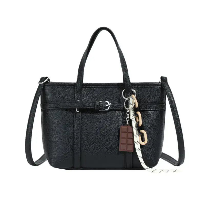 Pink Leather Bucket Bag with Chain Strap for Women - Image 3