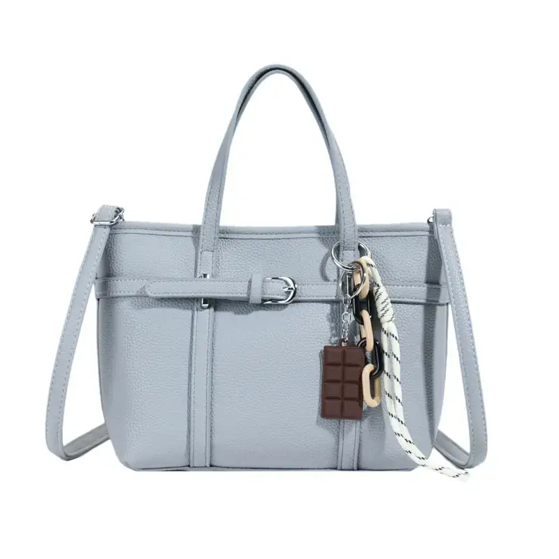 Pink Leather Bucket Bag with Chain Strap for Women - Image 5