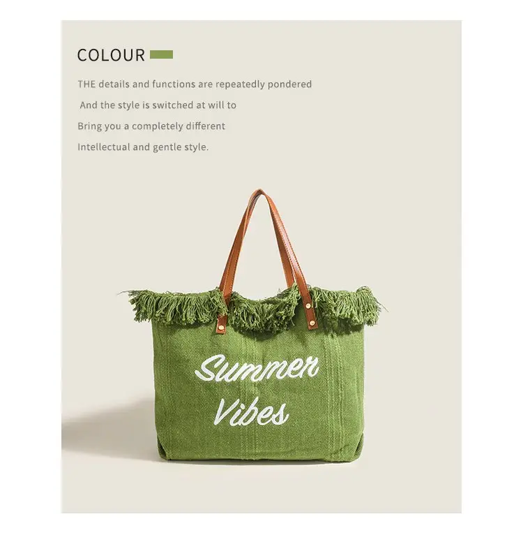 Women's Canvas Embroidered Tote Bag Summer Vibes — feature 10