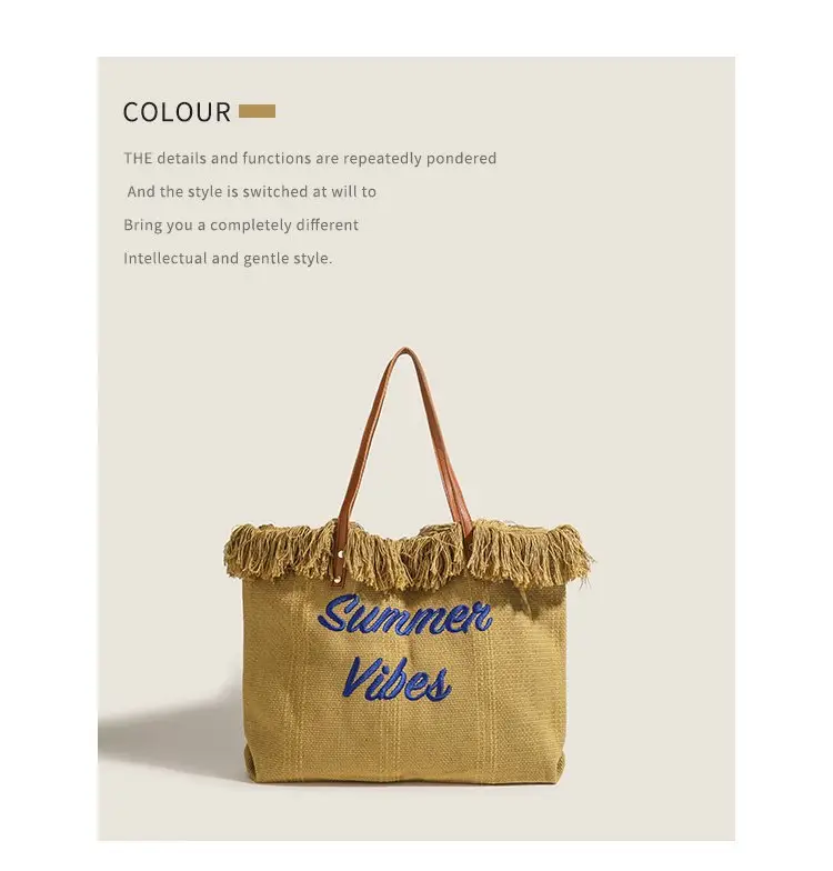 Women's Canvas Embroidered Tote Bag Summer Vibes — feature 11