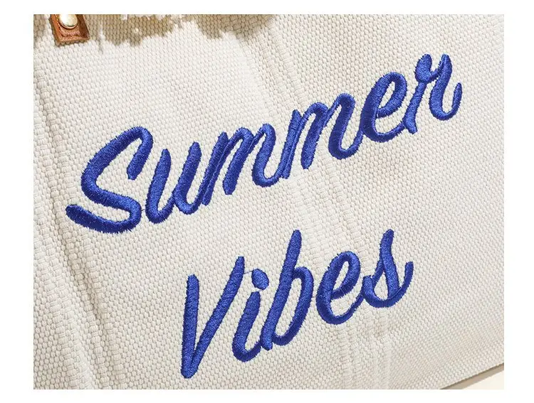 Women's Canvas Embroidered Tote Bag Summer Vibes — feature 13