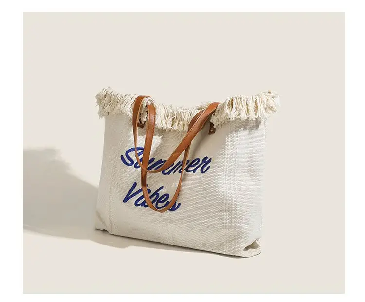 Women's Canvas Embroidered Tote Bag Summer Vibes — feature 15