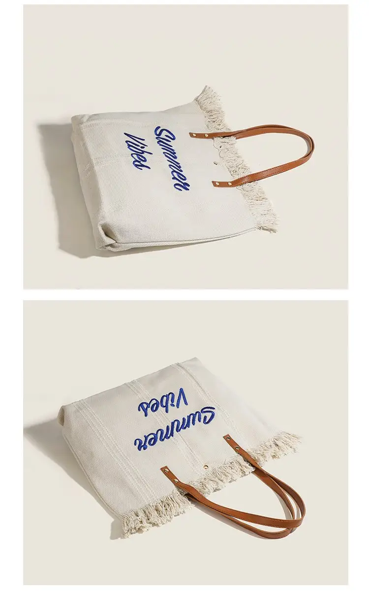 Women's Canvas Embroidered Tote Bag Summer Vibes — feature 16