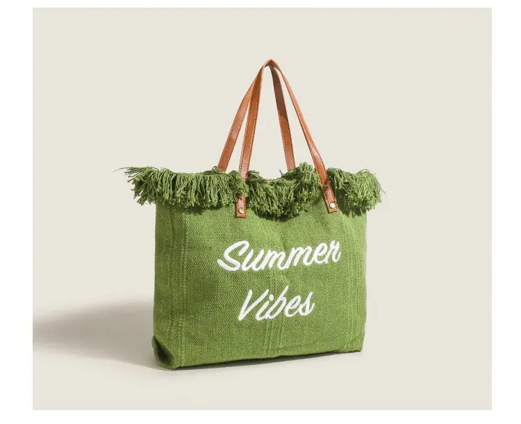 Women's Canvas Embroidered Tote Bag Summer Vibes — feature 18