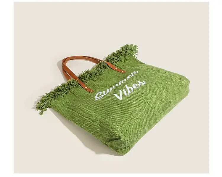 Women's Canvas Embroidered Tote Bag Summer Vibes — feature 19