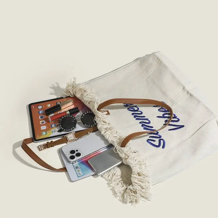 Women's Canvas Embroidered Tote Bag Summer Vibes — feature 23