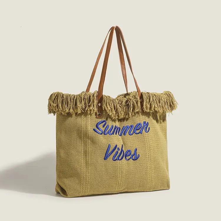 Women's Canvas Embroidered Tote Bag Summer Vibes — feature 3