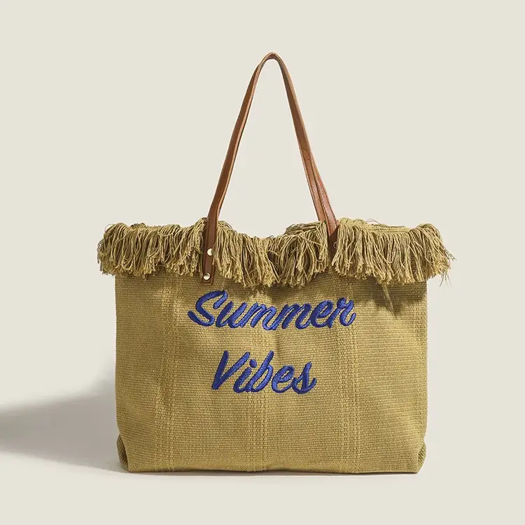 Women's Canvas Embroidered Tote Bag Summer Vibes — feature 4