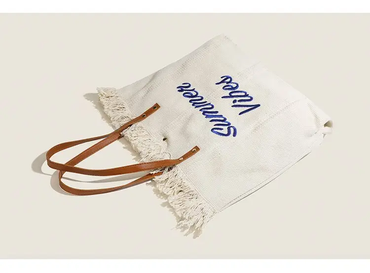 Women's Canvas Embroidered Tote Bag Summer Vibes — feature 7