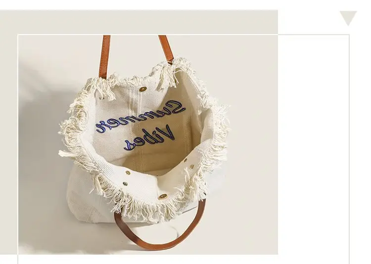 Women's Canvas Embroidered Tote Bag Summer Vibes — feature 8