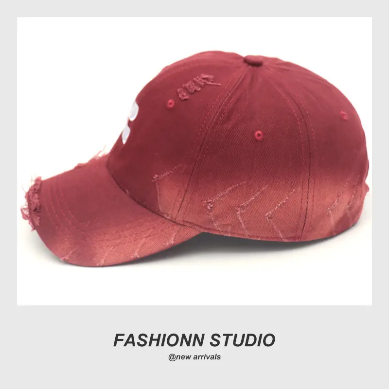 Vintage Distressed Baseball Cap for Women Brown Wide Eaves — feature 17