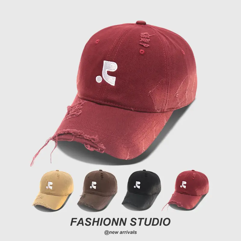 Vintage Distressed Baseball Cap for Women Brown Wide Eaves — feature 29
