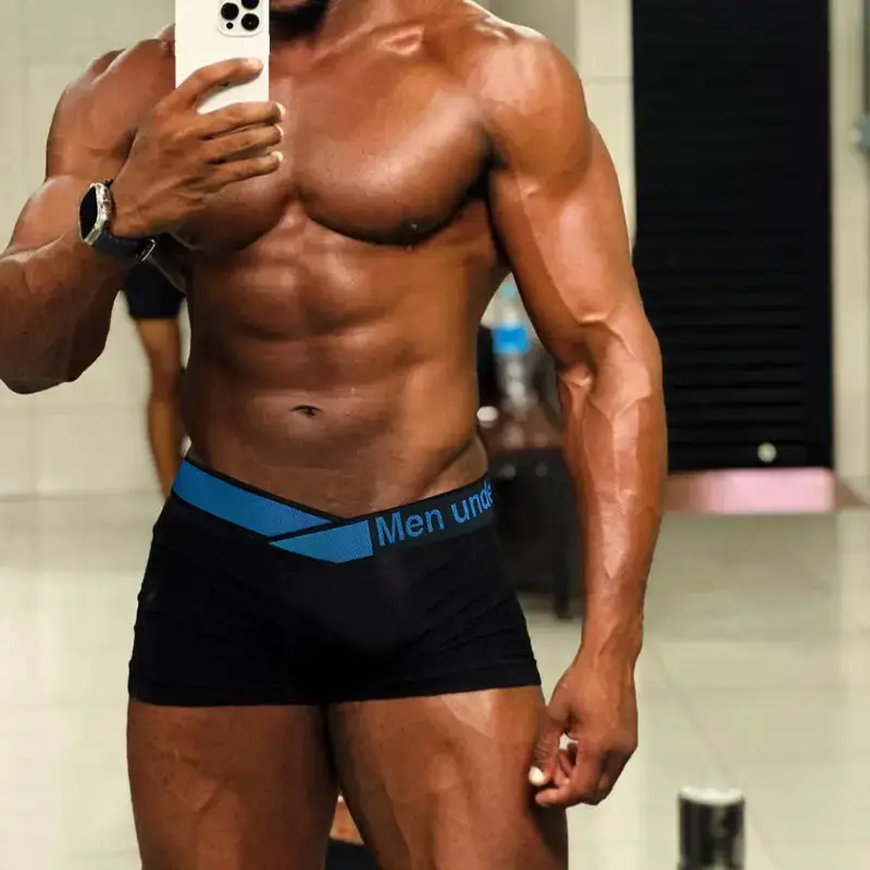 Men's Blue High-Cut Laser Gradient Briefs - Image 6