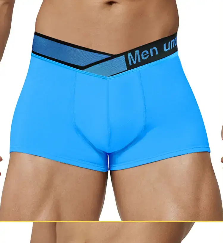 Men Underwear White Blue Belt High Cut Boxer Briefs — feature 18