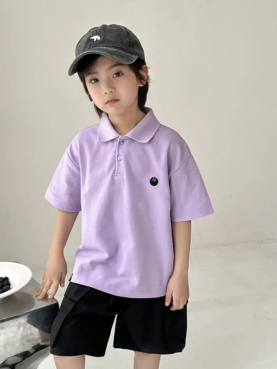 Boys Purple Polo Shirt Short Sleeve Summer Wear - Image 8
