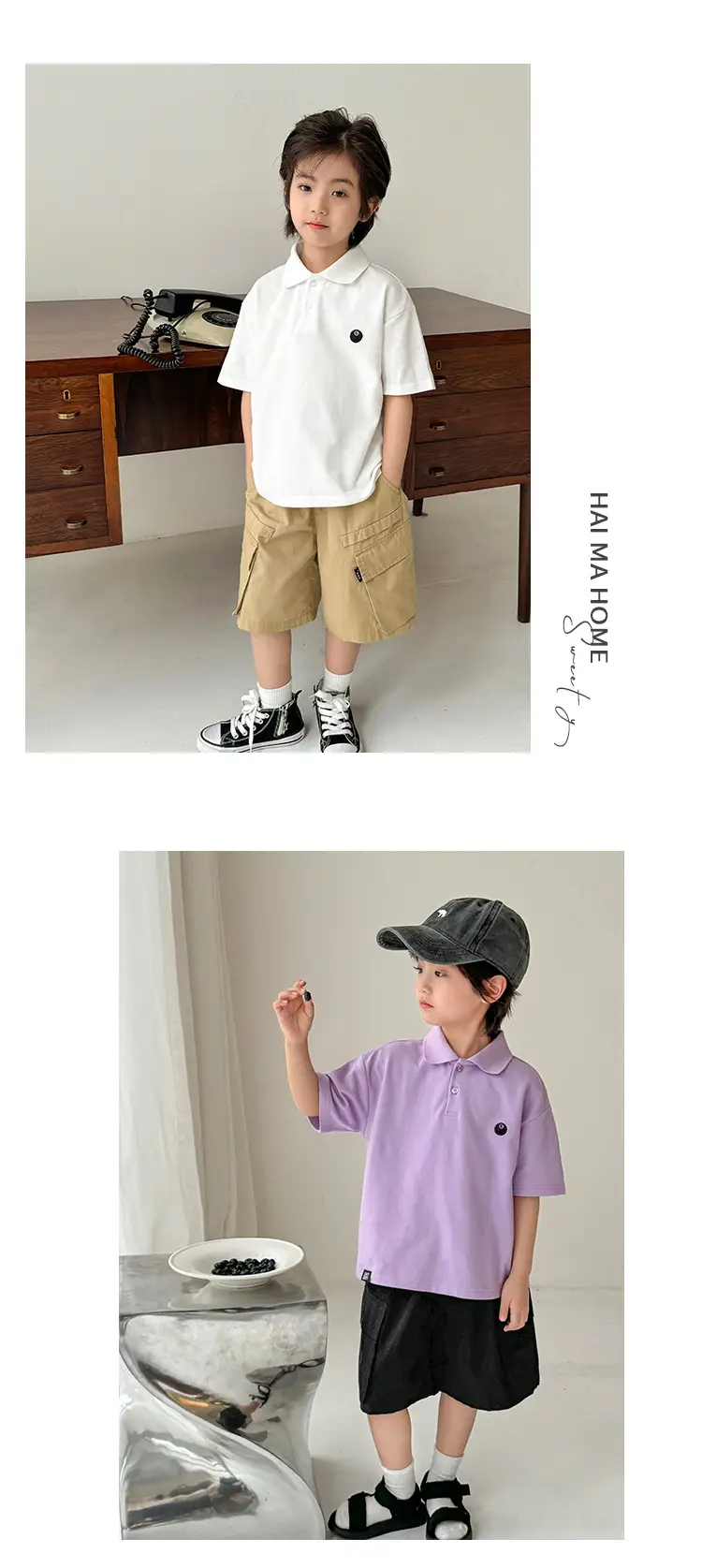 Boys Purple Polo Shirt Short Sleeve Summer Wear — feature 10